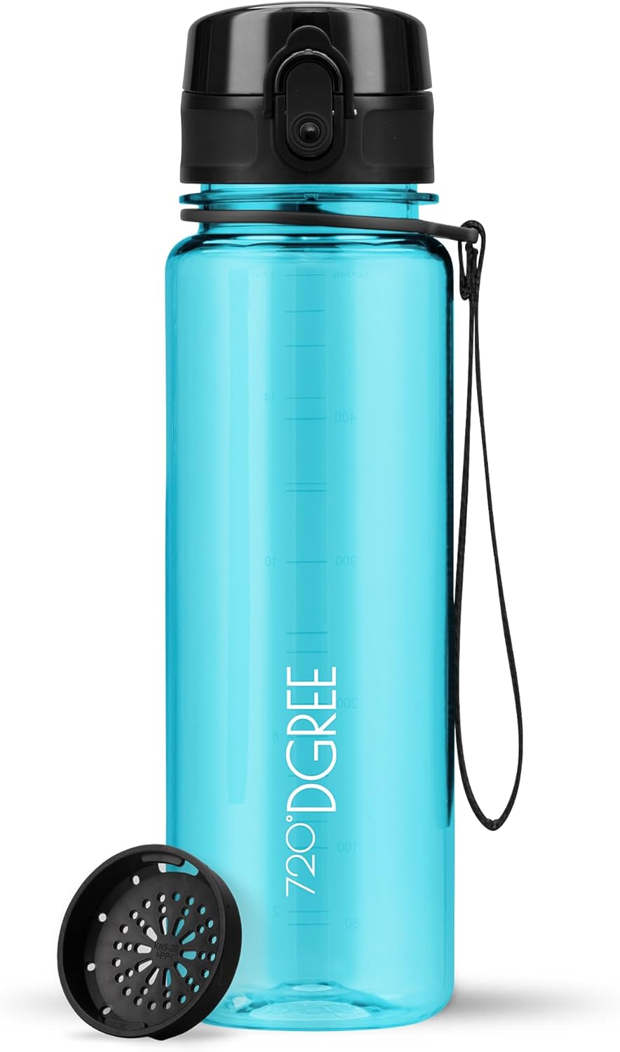 720°DGREE uberBottle Drinkfles, waterfles + fruitzeef, 350 ml, 500 ml, 650 ml, 1 l, 1,5 l, 2 l, BPA-vrij, waterdicht, lekvrij, herbruikbaar, licht, ideaal voor school, sport, fitness, fitnessstudio