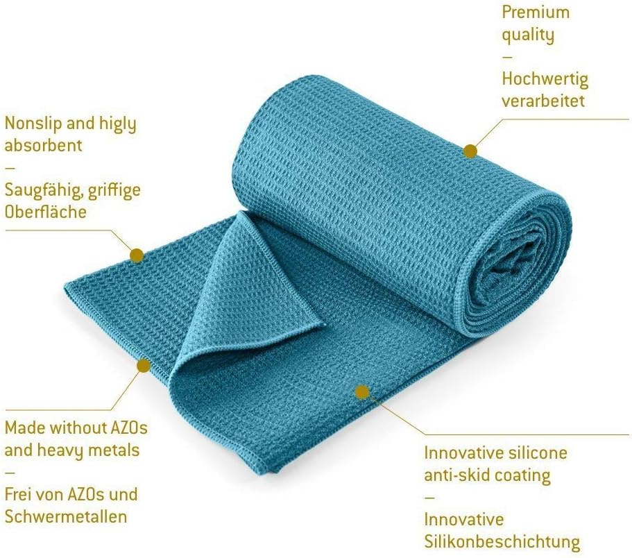 Lotuscrafts Yoga Handdoek Wet Grip - antislip & sneldrogend - slipvrije yogahanddoek met sterke grip - yogadoek ideaal voor Hot Yoga [183 x 61 cm].