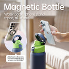 Magcheer Magnetische waterfles met telefoonhouder compatibel met MagSafe geïsoleerde sportfles voor koude dranken voor 24 uur statief fles voor reizen en fitness selfie (zwart)