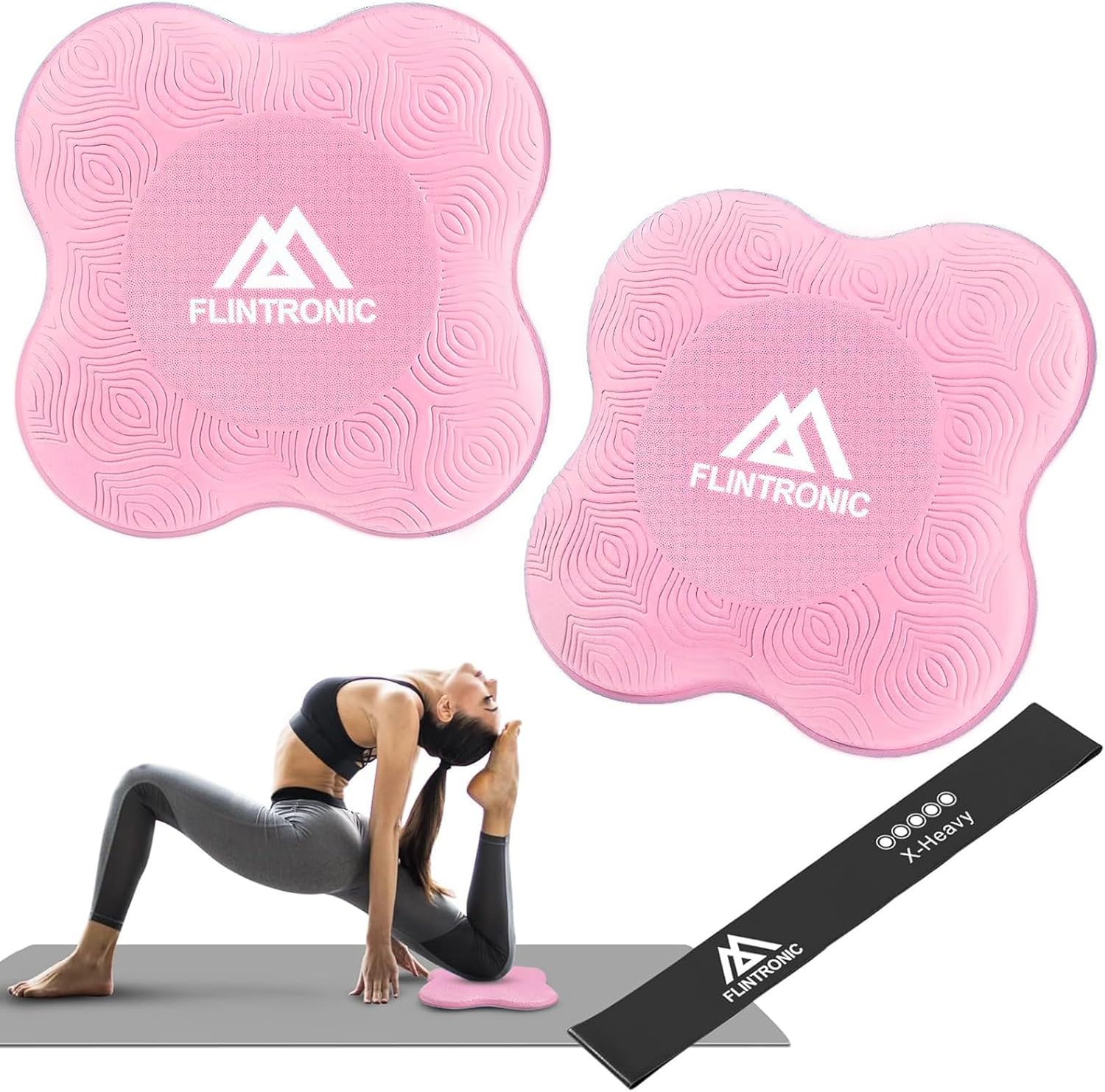 Flintronic Yoga-kniebeschermer, set van 2 antislip, yogamat, yoga-steunkussen, sportbalanskussen, comfortabele lichtgewicht ondersteuning voor knieën, handen, polsen en ellebogen - 20 x 20 cm, met