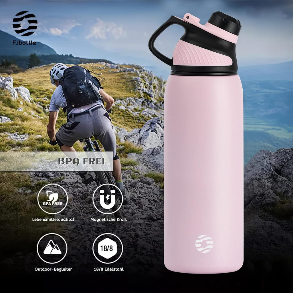 Fjbottle RVS Waterfles Sport met Magnetische Dop – 1500ml, 1000ml, 800ml, 600ml, 400ml – BPA-vrij & Lekvrij – Geschikt voor Koolzuur – Thermosfles voor School, Fitness, Kinderen