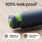 Magcheer Magnetische waterfles met telefoonhouder compatibel met MagSafe geïsoleerde sportfles voor koude dranken voor 24 uur statief fles voor reizen en fitness selfie (zwart)