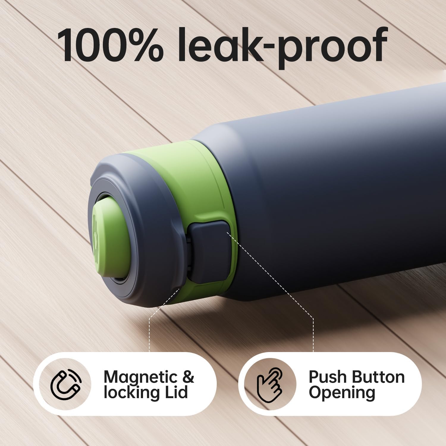 Magcheer Magnetische waterfles met telefoonhouder compatibel met MagSafe geïsoleerde sportfles voor koude dranken voor 24 uur statief fles voor reizen en fitness selfie (zwart)