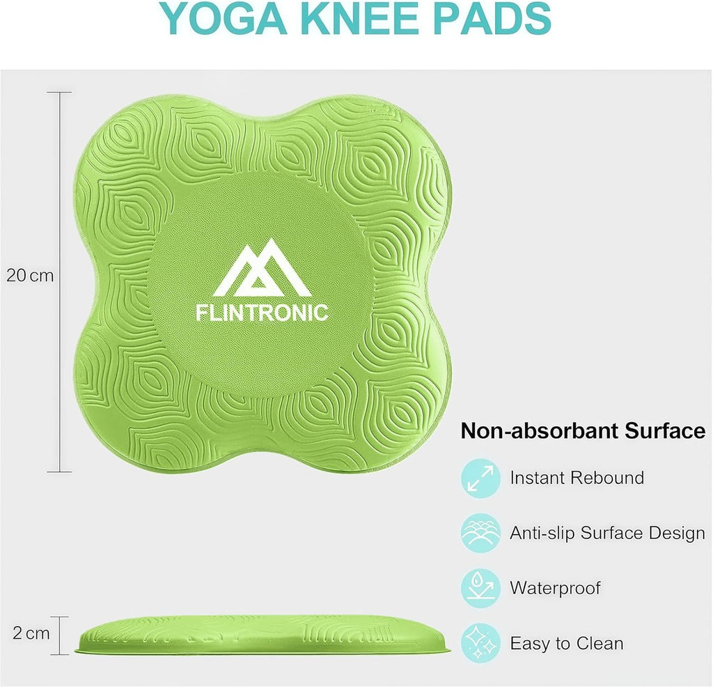 Flintronic Yoga-kniebeschermer, set van 2 antislip, yogamat, yoga-steunkussen, sportbalanskussen, comfortabele lichtgewicht ondersteuning voor knieën, handen, polsen en ellebogen - 20 x 20 cm, met