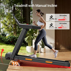 LONTEK Opvouwbare loopband met helling 15%, walking pad met helling 12 km/u, loopband voor thuis met 3.0 PK motor en LED-display, maximale belasting 136 kg