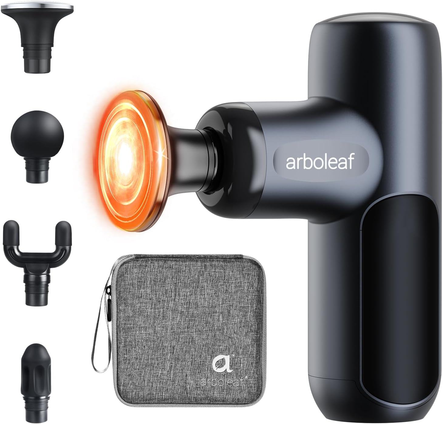 arboleaf Mini Massagepistool met Warmte, Draagbaar Massagepistool voor Diep Weefsel 3200rpm Krachtig Spiermassagepistool voor Pijnverlichting in Rug en Nek, Super Stil, Type-C Opladen, Cadeau voor