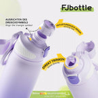 Fjbottle Thermosfles met rietje, magnetische handgreep voor telefoon + dubbel drinksysteem, sportfles, 1 l/700/600 ml, opening met 1 klik, BPA-vrij, lekvrij, voor fitnessstudio, yoga