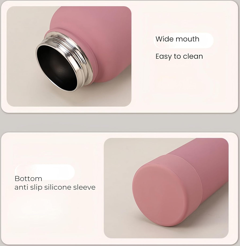 Megnetic geïsoleerde sportwaterfles met 360° draaibaar statief Telefoonhouder Compatibel met Magsafe. Niet verkocht of gemaakt door Magsafe(beige, 623 g)