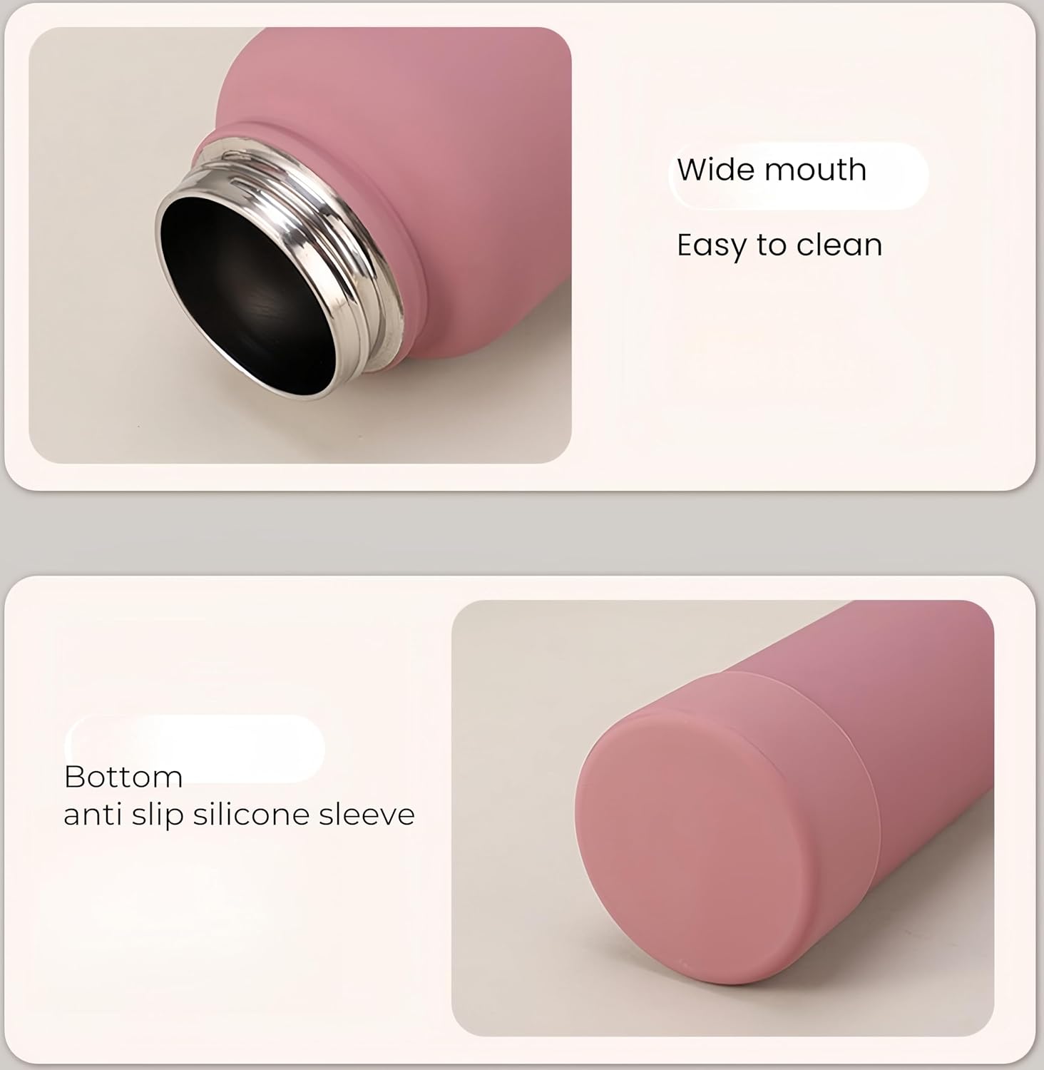 Megnetic geïsoleerde sportwaterfles met 360° draaibaar statief Telefoonhouder Compatibel met Magsafe. Niet verkocht of gemaakt door Magsafe(beige, 623 g)