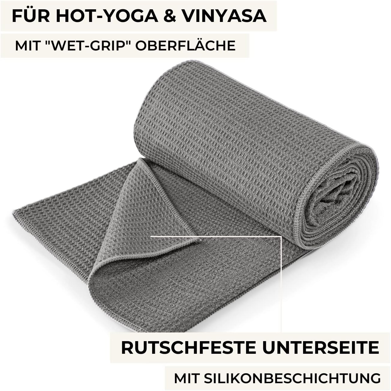 Lotuscrafts Yoga Handdoek Wet Grip - antislip & sneldrogend - slipvrije yogahanddoek met sterke grip - yogadoek ideaal voor Hot Yoga [183 x 61 cm].