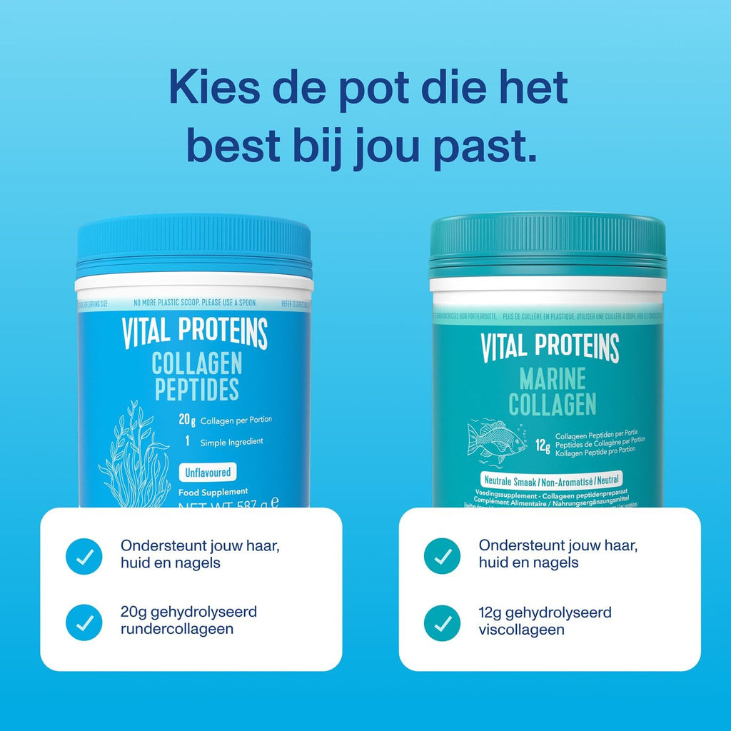 Vital Proteins Collageen Peptiden Poeder Supplement (Type I, III), Gehydrolyseerd Collageen, Ondersteuning voor Haar, Huid, Nagels, Paleodieet, Glutenvrij, Niet-GGO, 20 g per Portie, 587 g