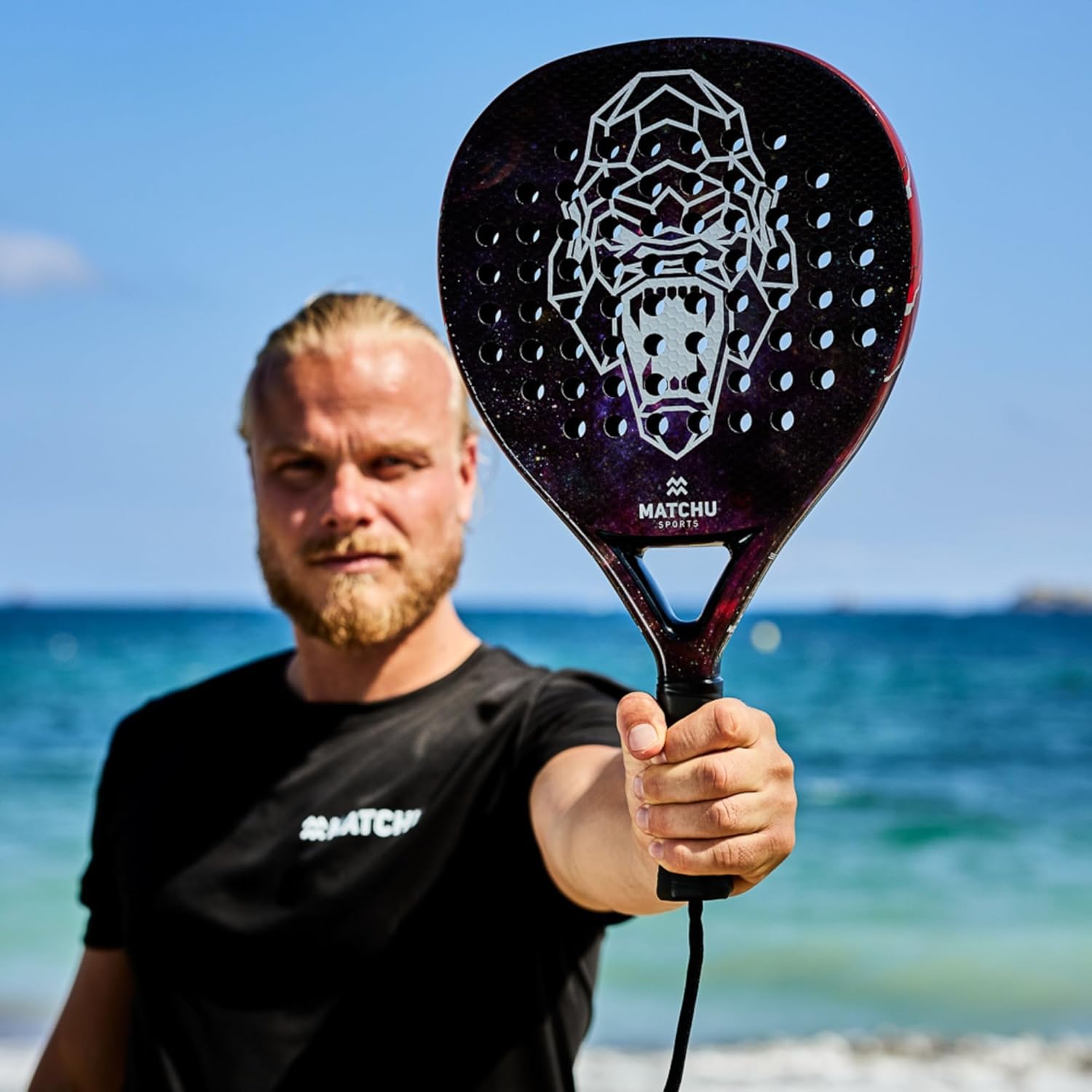 MATCHU - Padel racket - Inclusief een draagtas - 100% carbon frame, fiberglasse toplaag en zacht EVA foam - 3D grip technologie