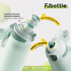 Fjbottle Thermosfles met rietje, magnetische handgreep voor telefoon + dubbel drinksysteem, sportfles, 1 l/700/600 ml, opening met 1 klik, BPA-vrij, lekvrij, voor fitnessstudio, yoga