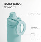 Magnetische drinkfles Magnet'O WELL & BODY 750 mL | Sportfles compatibel MagSafe, Roestvrij staal, BPA-vrij, isotherm | Fitnessstatief, verstelbare hoek, crossfit, yoga [BLAUW]