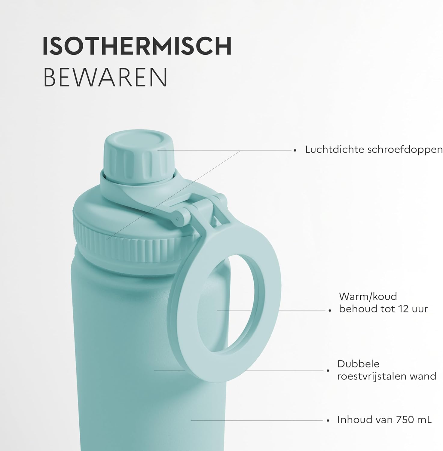 Magnetische drinkfles Magnet'O WELL & BODY 750 mL | Sportfles compatibel MagSafe, Roestvrij staal, BPA-vrij, isotherm | Fitnessstatief, verstelbare hoek, crossfit, yoga [BLAUW]