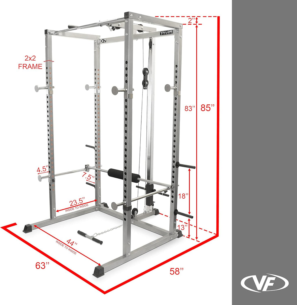 Valor Fitness BD-7 Power Rack met Lat bevestigingsstrips