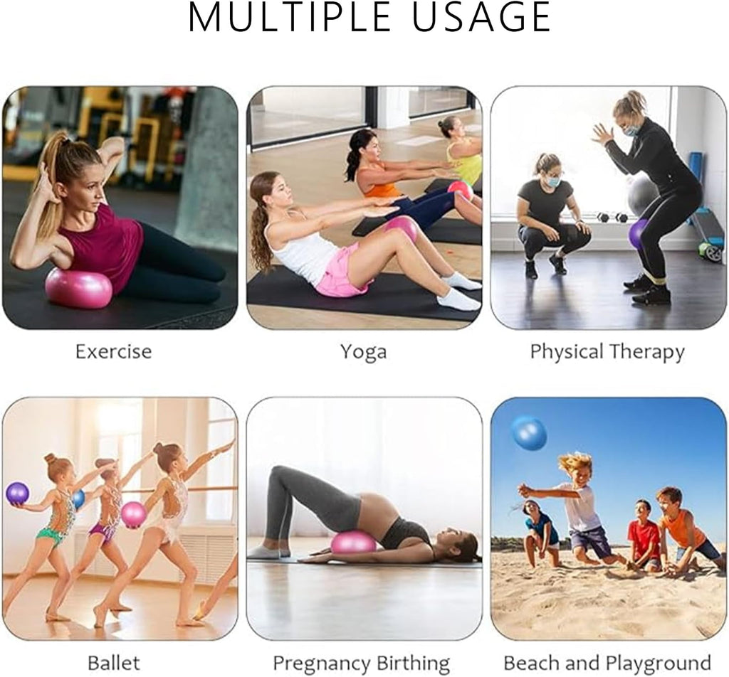 flintronic 25 cm mini pilatesbal, kleine anti-burst oefenbal voor yoga, pilates, balans, fysiotherapie, stretching en core fitness - inclusief stabiliteitsbal workoutgids