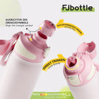 Fjbottle Thermosfles met rietje, magnetische handgreep voor telefoon + dubbel drinksysteem, sportfles, 1 l/700/600 ml, opening met 1 klik, BPA-vrij, lekvrij, voor fitnessstudio, yoga