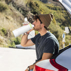 Fjbottle Thermosfles met rietje, magnetische handgreep voor telefoon + dubbel drinksysteem, sportfles, 1 l/700/600 ml, opening met 1 klik, BPA-vrij, lekvrij, voor fitnessstudio, yoga