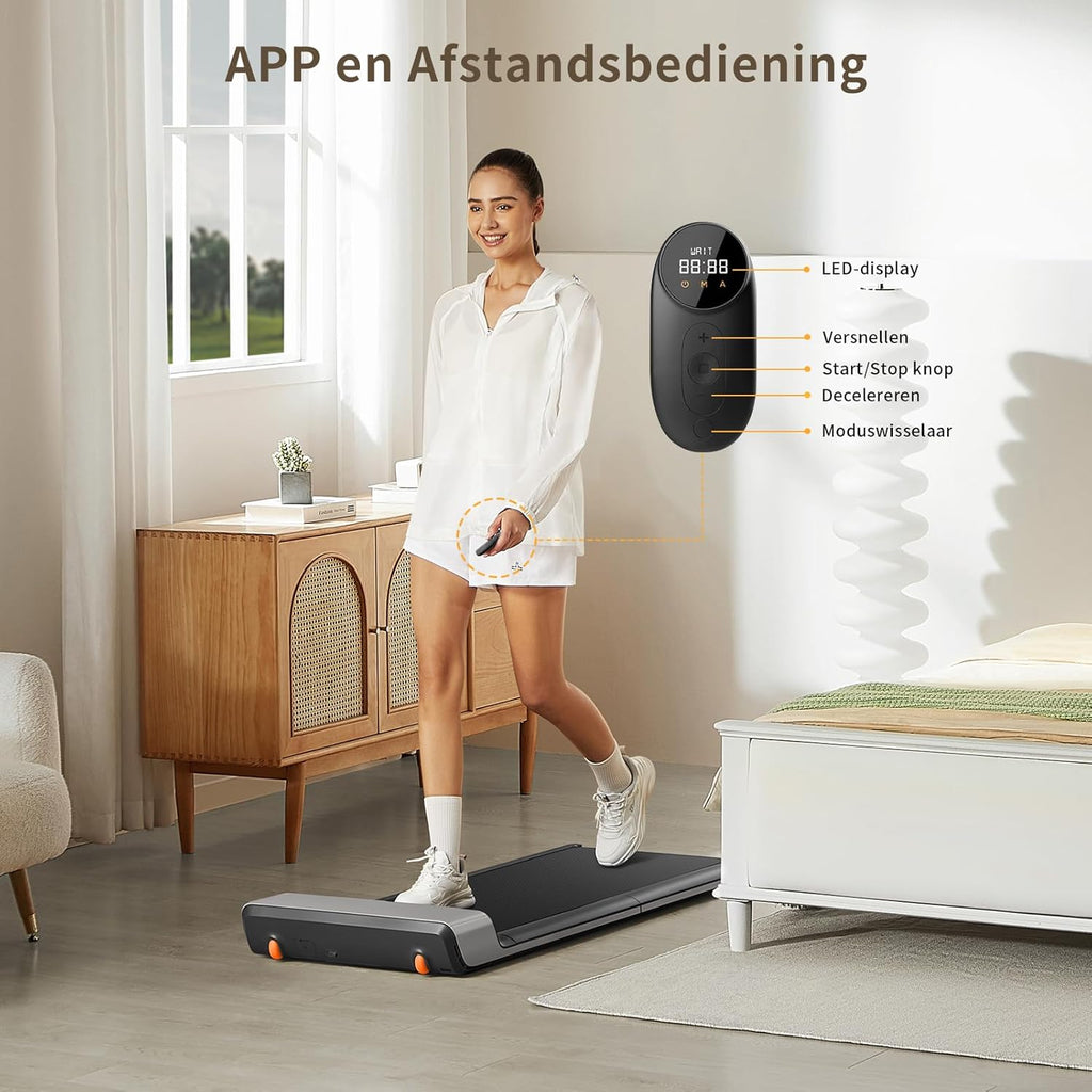Walkingpad P1 loopband inklapbaar, walking pad 120×41,5 cm met APP afstandsbediening, opvouwbaar loopband voor thuis bureau 0,5-6km/u