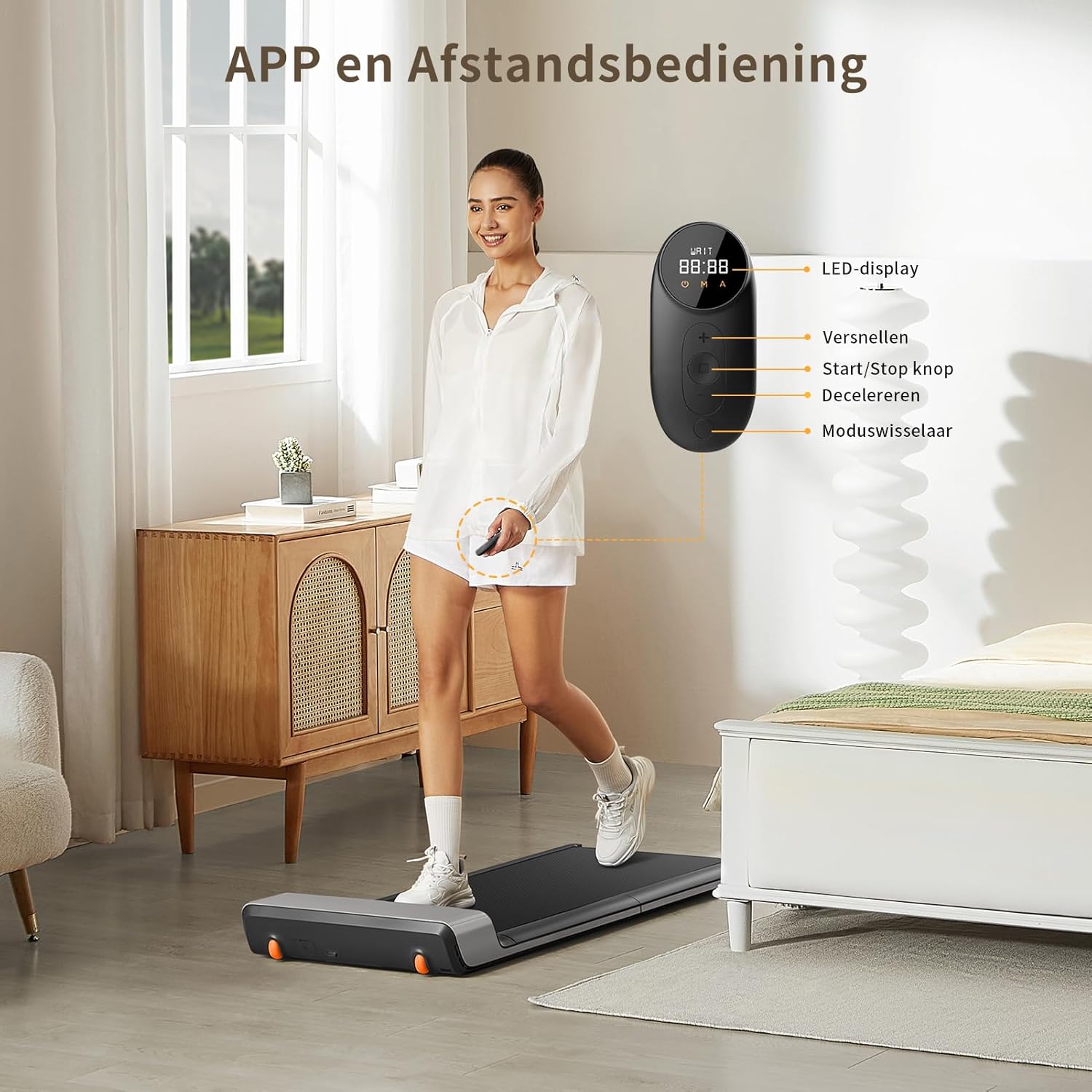Walkingpad P1 loopband inklapbaar, walking pad 120×41,5 cm met APP afstandsbediening, opvouwbaar loopband voor thuis bureau 0,5-6km/u