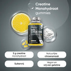 Creatine Monohydraat gummies - 5000 mg Creatine Monohydraat - 90 vegan en suikervrije gummies - Alternatief voor capsules, tabletten of poeder - Natuurlijke citroensmaak - Van WeightWorld