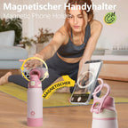 Fjbottle Thermosfles met rietje, magnetische handgreep voor telefoon + dubbel drinksysteem, sportfles, 1 l/700/600 ml, opening met 1 klik, BPA-vrij, lekvrij, voor fitnessstudio, yoga