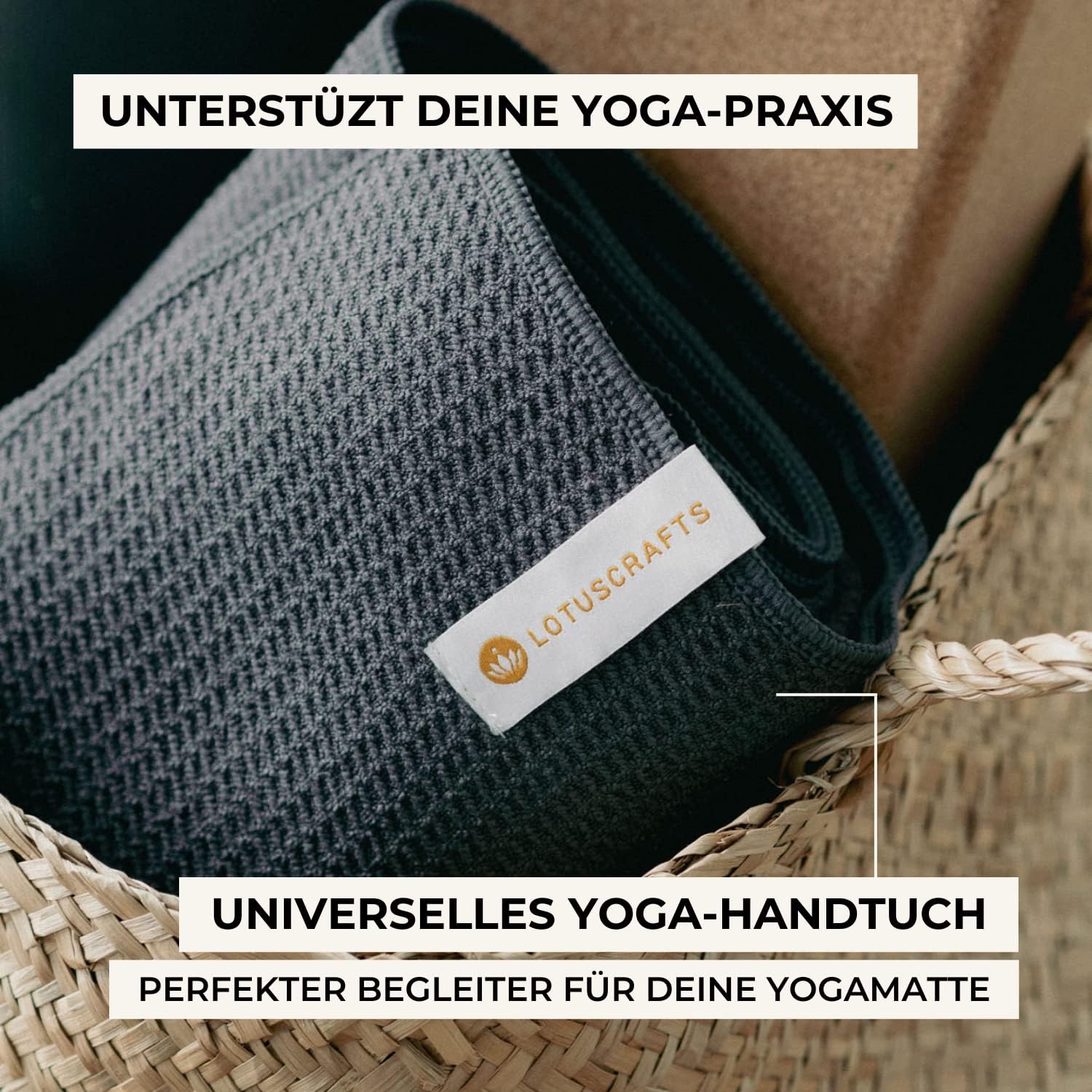 Lotuscrafts Yoga Handdoek Wet Grip - antislip & sneldrogend - slipvrije yogahanddoek met sterke grip - yogadoek ideaal voor Hot Yoga [183 x 61 cm].