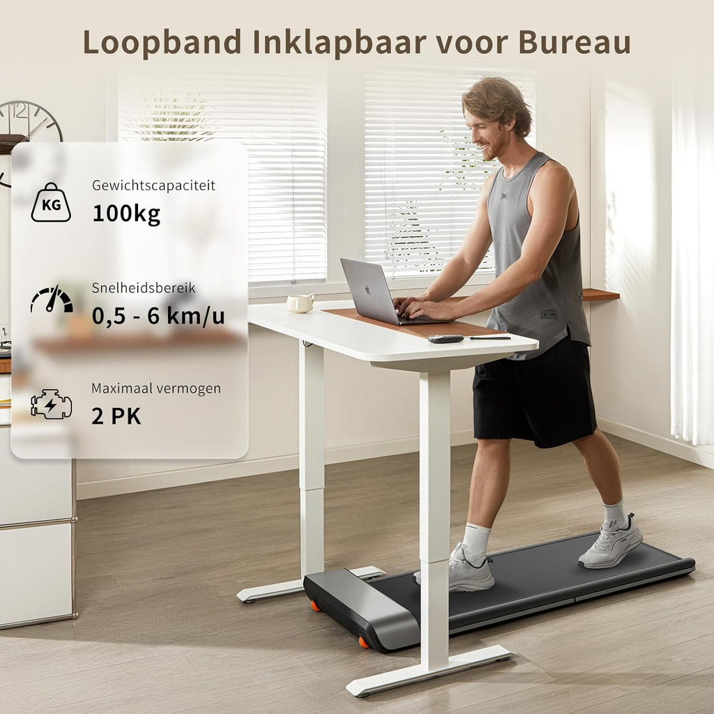Walkingpad P1 loopband inklapbaar, walking pad 120×41,5 cm met APP afstandsbediening, opvouwbaar loopband voor thuis bureau 0,5-6km/u