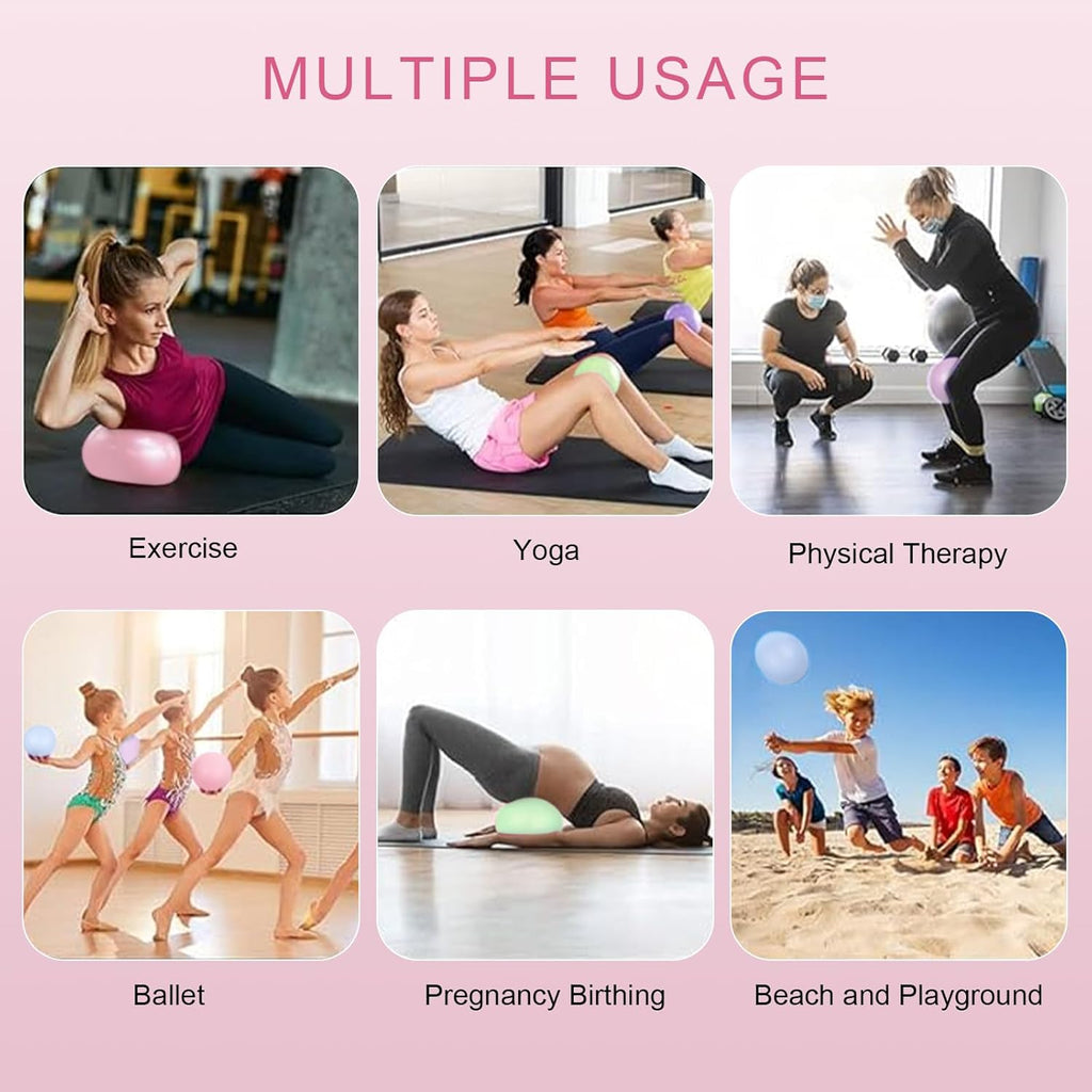 flintronic 25 cm mini pilatesbal, kleine anti-burst oefenbal voor yoga, pilates, balans, fysiotherapie, stretching en core fitness - inclusief stabiliteitsbal workoutgids