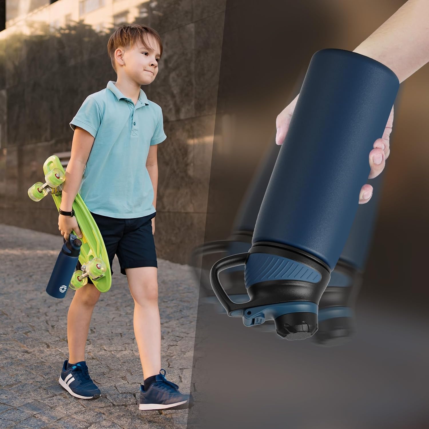 Fjbottle RVS Waterfles Sport met Magnetische Dop – 1500ml, 1000ml, 800ml, 600ml, 400ml – BPA-vrij & Lekvrij – Geschikt voor Koolzuur – Thermosfles voor School, Fitness, Kinderen