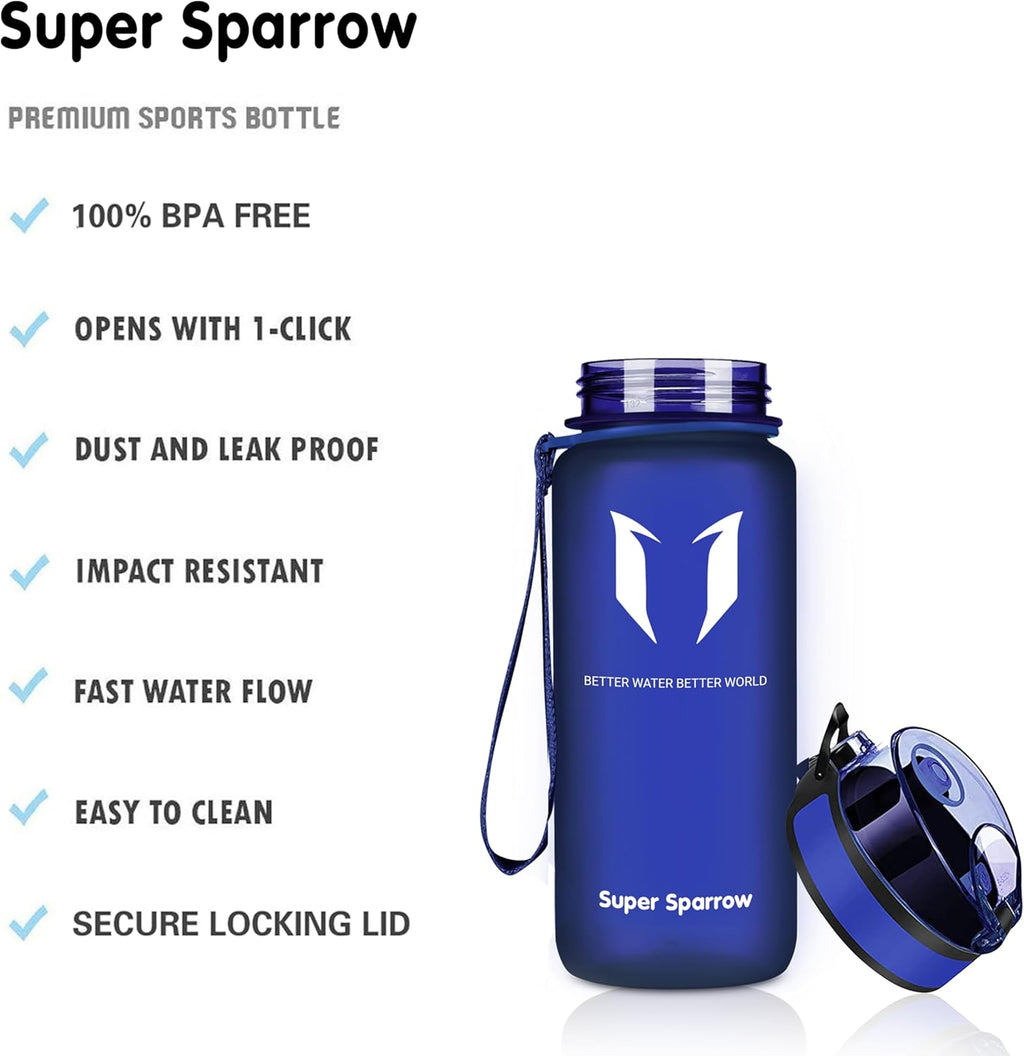 Super Sparrow Waterfles Sport 750ml – BPA-vrije Tritan Drinkfles, Lekvrij & Morsvrij – Lichtgewicht Herbruikbare Sportfles voor Fitness, Gym, Fietsen en Outdoor