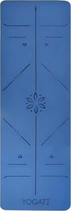 YOGATI – milieuvriendelijke yogamat - TPE, non-slip en dikke yogamat. Yoga Matten met Body Alignment Lines. Perfect Pilates Mat voor workout oefening, Gym en Fitness.
