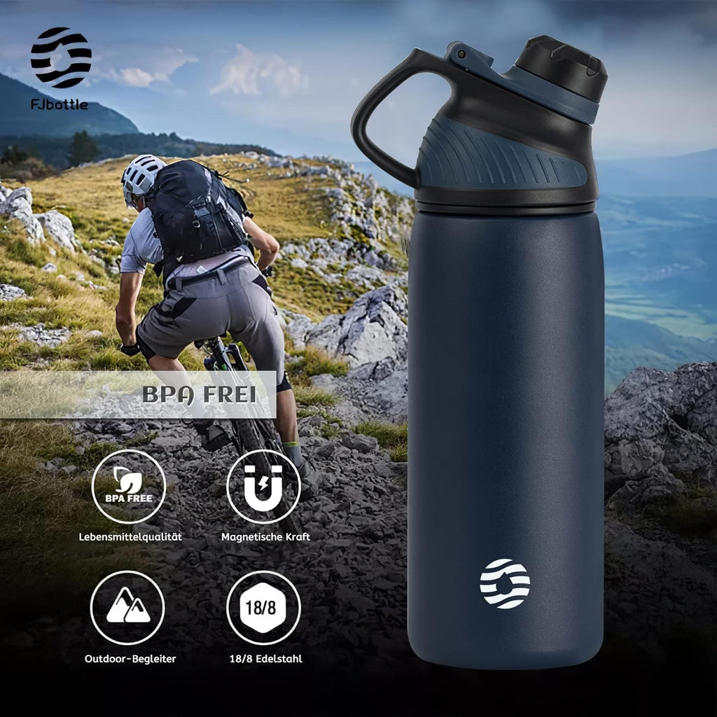 Fjbottle RVS Waterfles Sport met Magnetische Dop – 1500ml, 1000ml, 800ml, 600ml, 400ml – BPA-vrij & Lekvrij – Geschikt voor Koolzuur – Thermosfles voor School, Fitness, Kinderen