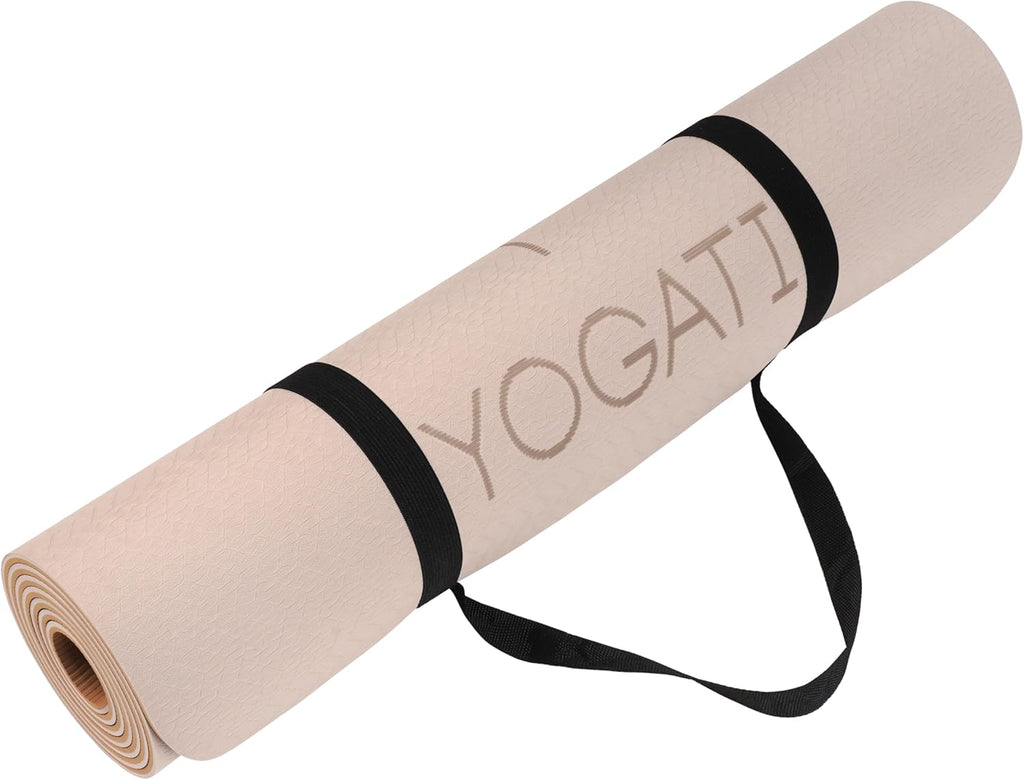 YOGATI – milieuvriendelijke yogamat - TPE, non-slip en dikke yogamat. Yoga Matten met Body Alignment Lines. Perfect Pilates Mat voor workout oefening, Gym en Fitness.