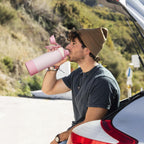 Fjbottle Thermosfles met rietje, magnetische handgreep voor telefoon + dubbel drinksysteem, sportfles, 1 l/700/600 ml, opening met 1 klik, BPA-vrij, lekvrij, voor fitnessstudio, yoga