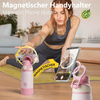 Fjbottle Thermosfles met rietje, magnetische handgreep voor telefoon + dubbel drinksysteem, sportfles, 1 l/700/600 ml, opening met 1 klik, BPA-vrij, lekvrij, voor fitnessstudio, yoga