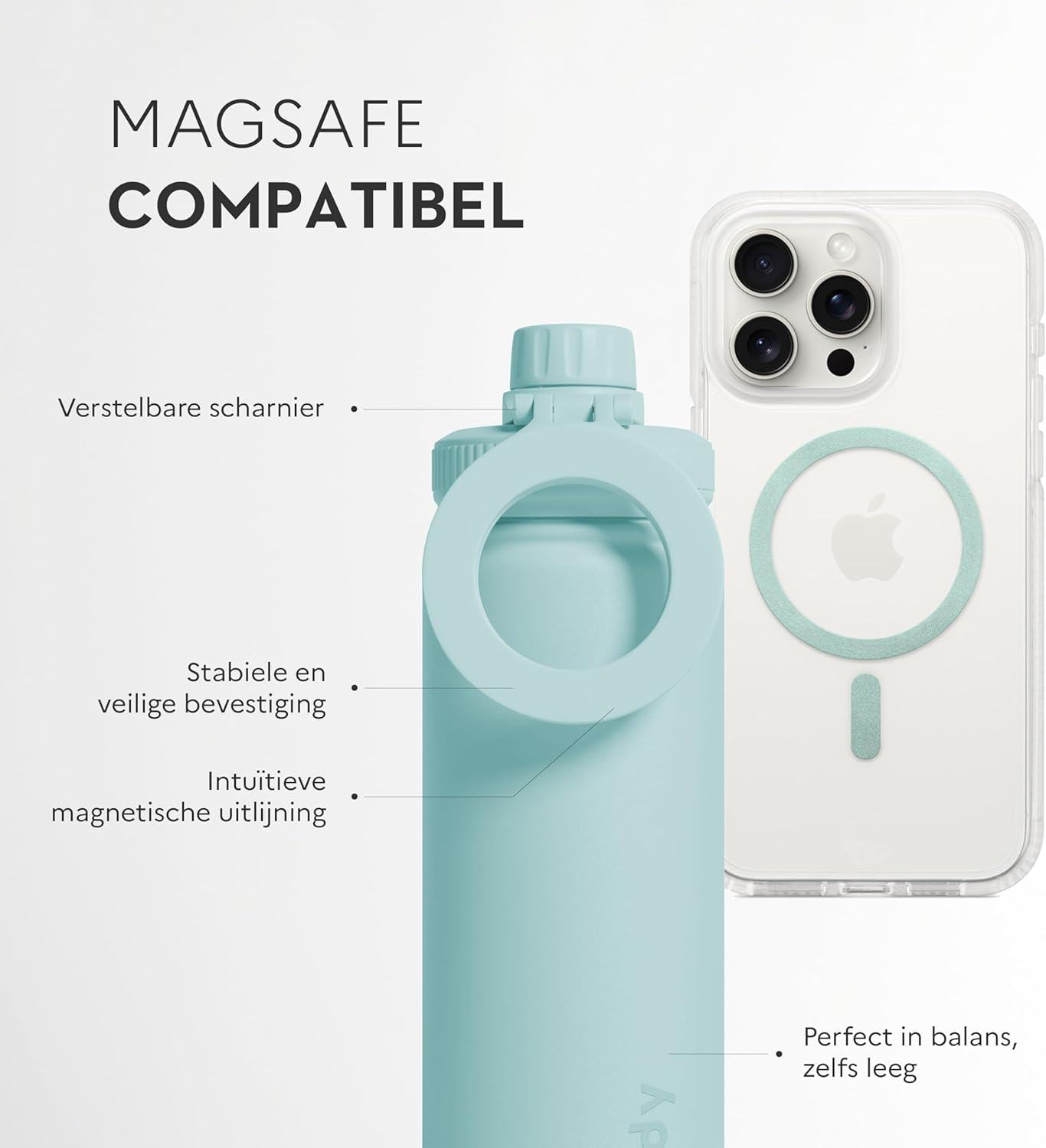 Magnetische drinkfles Magnet'O WELL & BODY 750 mL | Sportfles compatibel MagSafe, Roestvrij staal, BPA-vrij, isotherm | Fitnessstatief, verstelbare hoek, crossfit, yoga [BLAUW]