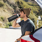 Fjbottle Thermosfles met rietje, magnetische handgreep voor telefoon + dubbel drinksysteem, sportfles, 1 l/700/600 ml, opening met 1 klik, BPA-vrij, lekvrij, voor fitnessstudio, yoga