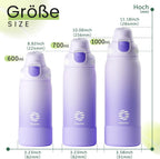 Fjbottle Thermosfles met rietje, magnetische handgreep voor telefoon + dubbel drinksysteem, sportfles, 1 l/700/600 ml, opening met 1 klik, BPA-vrij, lekvrij, voor fitnessstudio, yoga