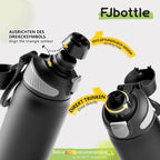 Fjbottle Thermosfles met rietje, magnetische handgreep voor telefoon + dubbel drinksysteem, sportfles, 1 l/700/600 ml, opening met 1 klik, BPA-vrij, lekvrij, voor fitnessstudio, yoga
