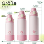 Fjbottle Thermosfles met rietje, magnetische handgreep voor telefoon + dubbel drinksysteem, sportfles, 1 l/700/600 ml, opening met 1 klik, BPA-vrij, lekvrij, voor fitnessstudio, yoga