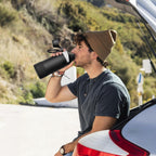 Fjbottle Thermosfles met rietje, magnetische handgreep voor telefoon + dubbel drinksysteem, sportfles, 1 l/700/600 ml, opening met 1 klik, BPA-vrij, lekvrij, voor fitnessstudio, yoga