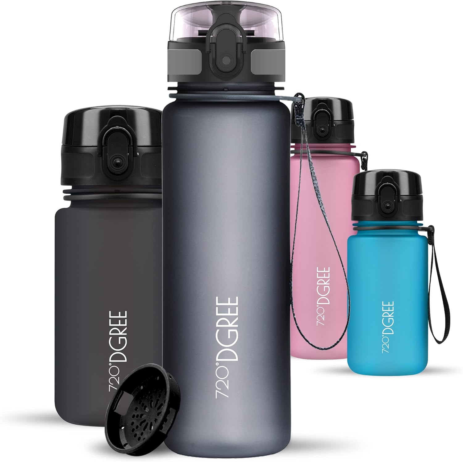 720°DGREE uberBottle Drinkfles, waterfles + fruitzeef, 350 ml, 500 ml, 650 ml, 1 l, 1,5 l, 2 l, BPA-vrij, waterdicht, lekvrij, herbruikbaar, licht, ideaal voor school, sport, fitness, fitnessstudio