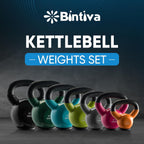 bintiva Kettlebells - professionele kwaliteit, vinyl gecoat, massief gietijzeren gewichten met een speciale beschermende bodem