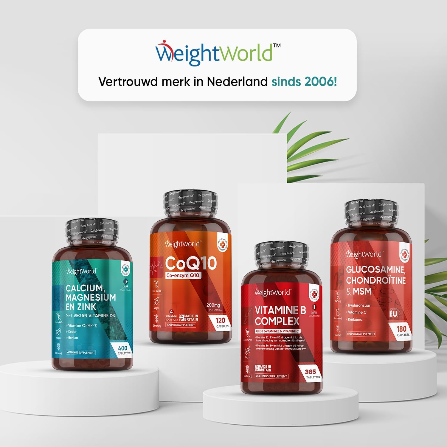 Calcium, Magnesium en Zink tabletten - 400 vegan tabletten voor meer dan 1 jaar - Bevat 9 vitamines en mineralen - Vitamine D3, K2, Selenium en Koper - Van WeightWorld