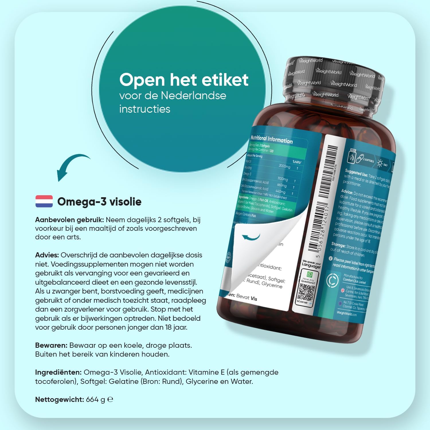 Omega 3 Visolie - 2000 mg - Levert 1100 mg omega 3-vetzuren - 660 mg EPA en 440 mg DHA - 240 softgels voor 4 maanden voorraad - Gemaakt in het Verenigd Koninkrijk - Van WeightWorld