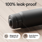 Magcheer Magnetische waterfles met telefoonhouder compatibel met MagSafe geïsoleerde sportfles voor koude dranken voor 24 uur statief fles voor reizen en fitness selfie (zwart)