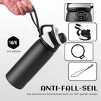 Fjbottle RVS Waterfles Sport met Magnetische Dop – 1500ml, 1000ml, 800ml, 600ml, 400ml – BPA-vrij & Lekvrij – Geschikt voor Koolzuur – Thermosfles voor School, Fitness, Kinderen