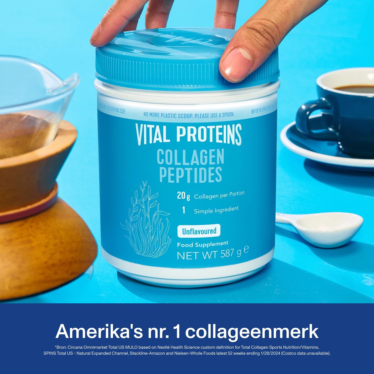Vital Proteins Collageen Peptiden Poeder Supplement (Type I, III), Gehydrolyseerd Collageen, Ondersteuning voor Haar, Huid, Nagels, Paleodieet, Glutenvrij, Niet-GGO, 20 g per Portie, 587 g